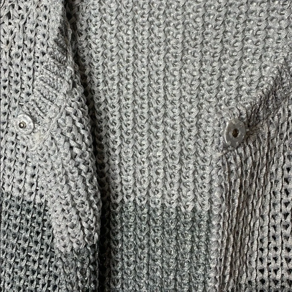 Chico’s Metallic‎ Silver Gray Open Cardigan